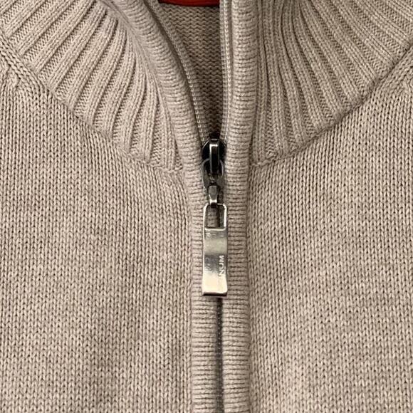 Signum Mens Size Large Khaki Tan Zip Sweater Grandpa Cardigan Minimalist Preppy - Picture 5 of 8